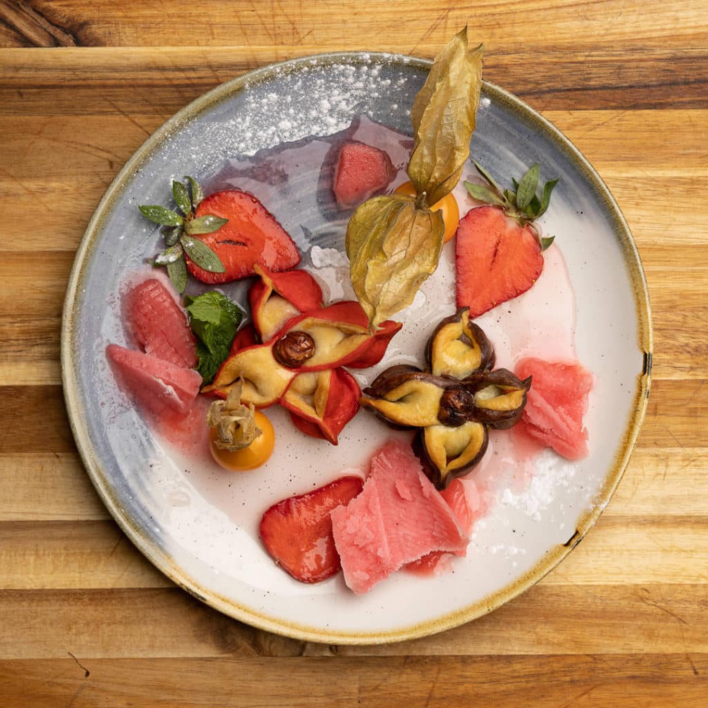 Gâteaux en fleur de jasmin, fruits confits et sa glace fleur d'oranger - Azerbaïdjan